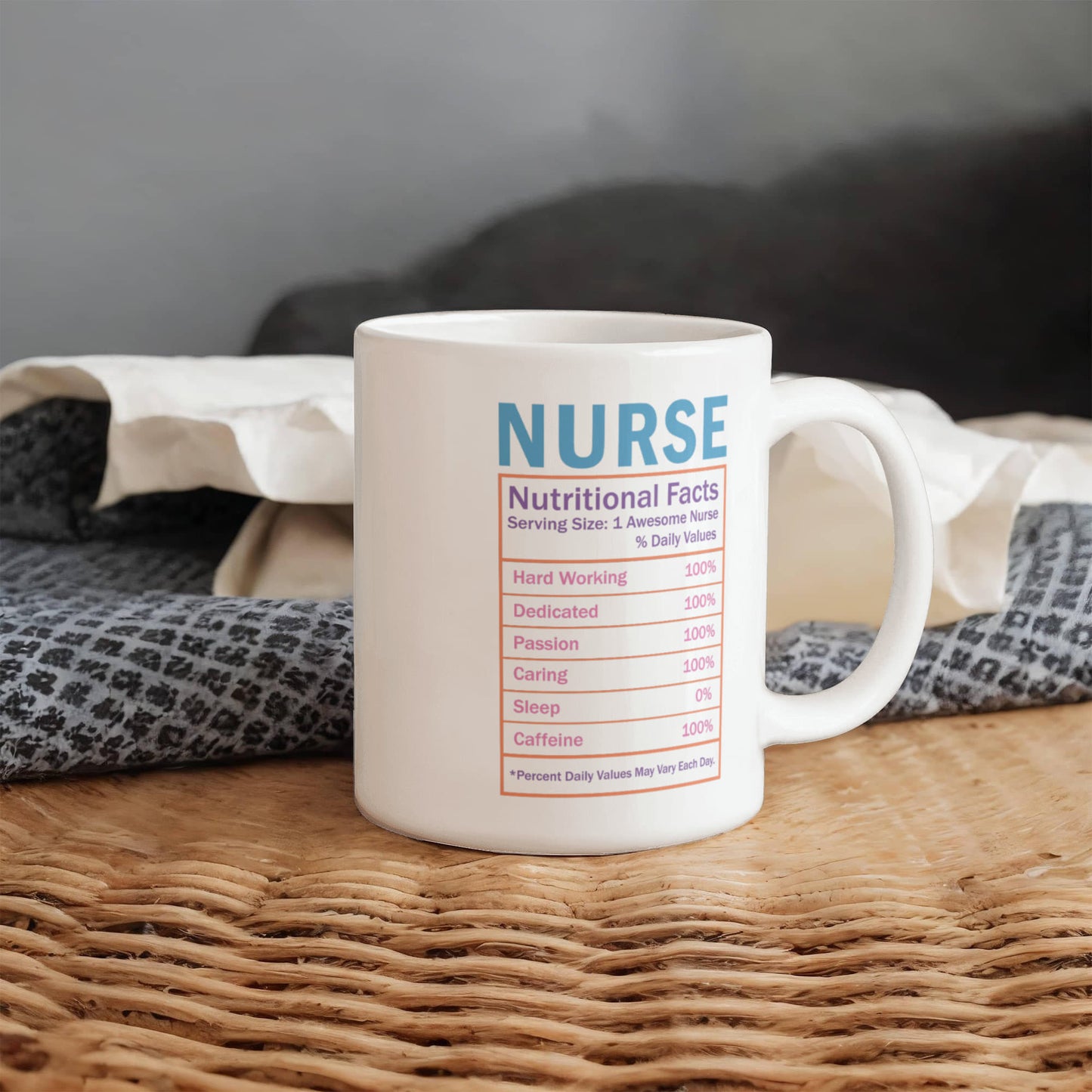 Nurse Nutritional Facts Mug – Funny Gift for Nurses, RN, LPN, or Nursing Students