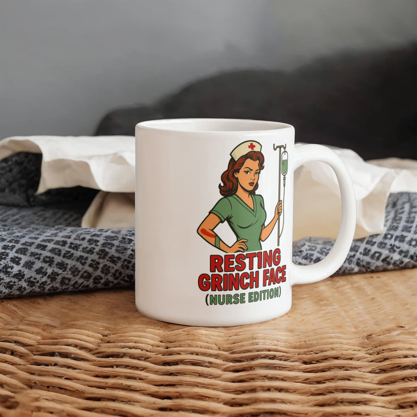 Resting Grinch Face (Nurse Edition) – Funny Nurse Christmas Coffee Mug | Holiday Nurse Gift | 11oz & 15oz Ceramic Cup