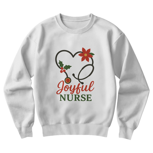Joyful Nurse Christmas Sweatshirt – Festive Holiday Stethoscope Heart Crewneck | Nurse Christmas Gift, Cozy Medical Apparel