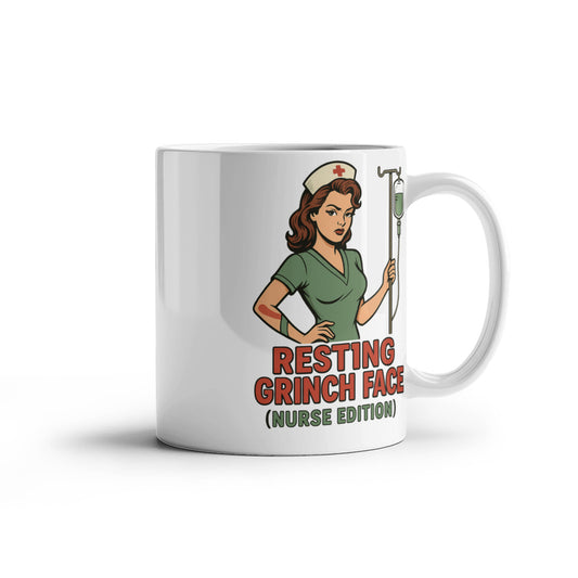Resting Grinch Face (Nurse Edition) – Funny Nurse Christmas Coffee Mug | Holiday Nurse Gift | 11oz & 15oz Ceramic Cup
