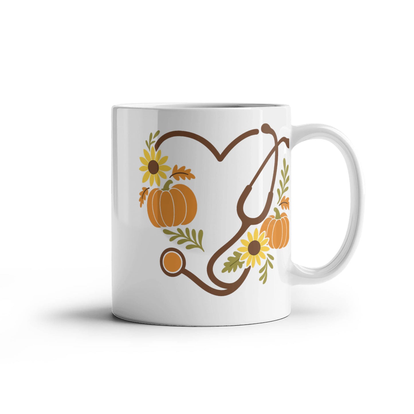 Thankful Nurse Fall Mug – Autumn Pumpkin & Sunflower Coffee Cup | Nurse Appreciation Gift, Healthcare Worker Fall Drinkware