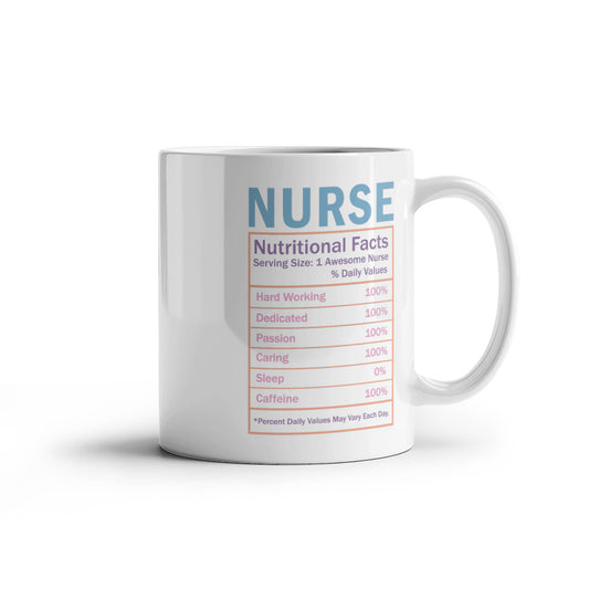 Nurse Nutritional Facts Mug – Funny Gift for Nurses, RN, LPN, or Nursing Students