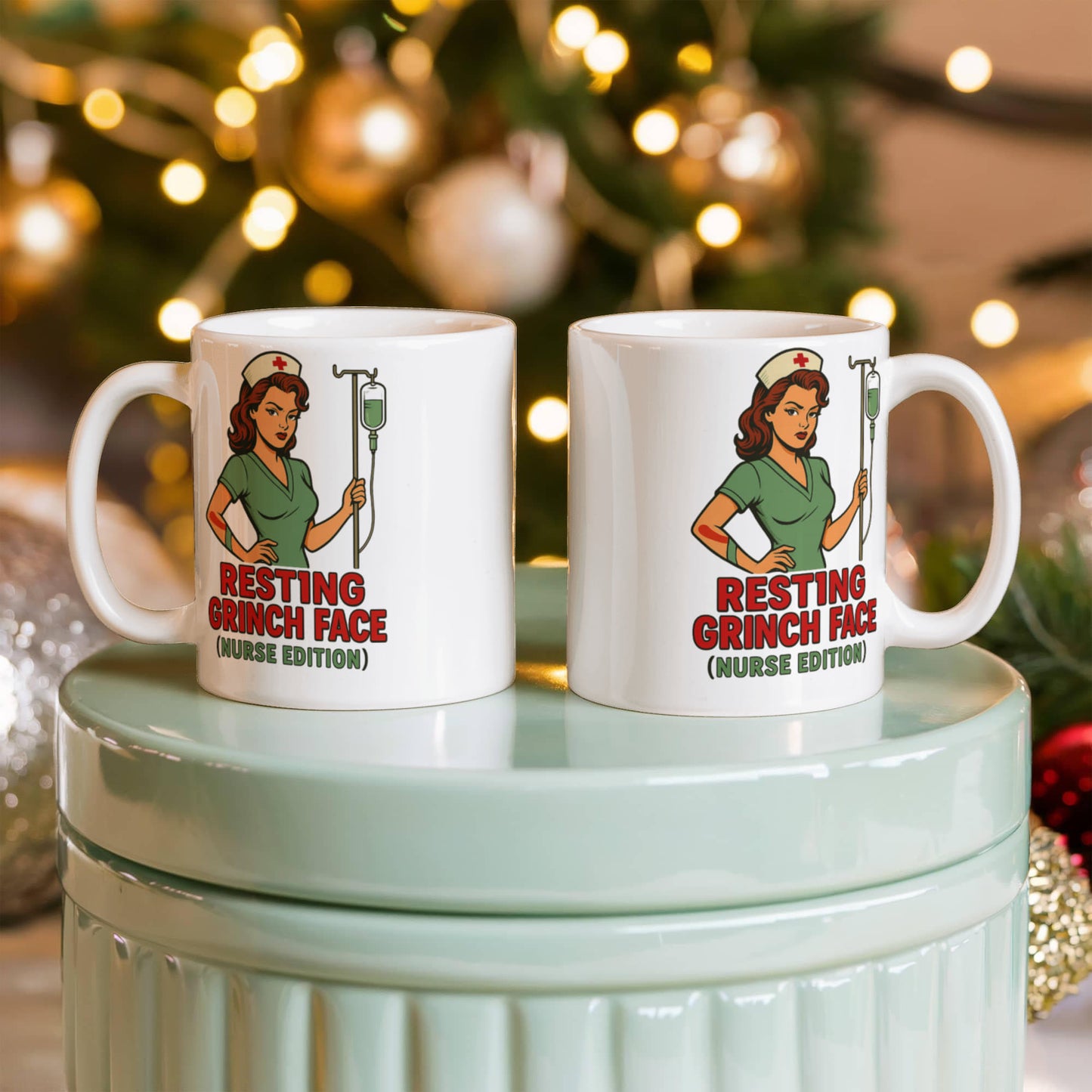 Resting Grinch Face (Nurse Edition) – Funny Nurse Christmas Coffee Mug | Holiday Nurse Gift | 11oz & 15oz Ceramic Cup