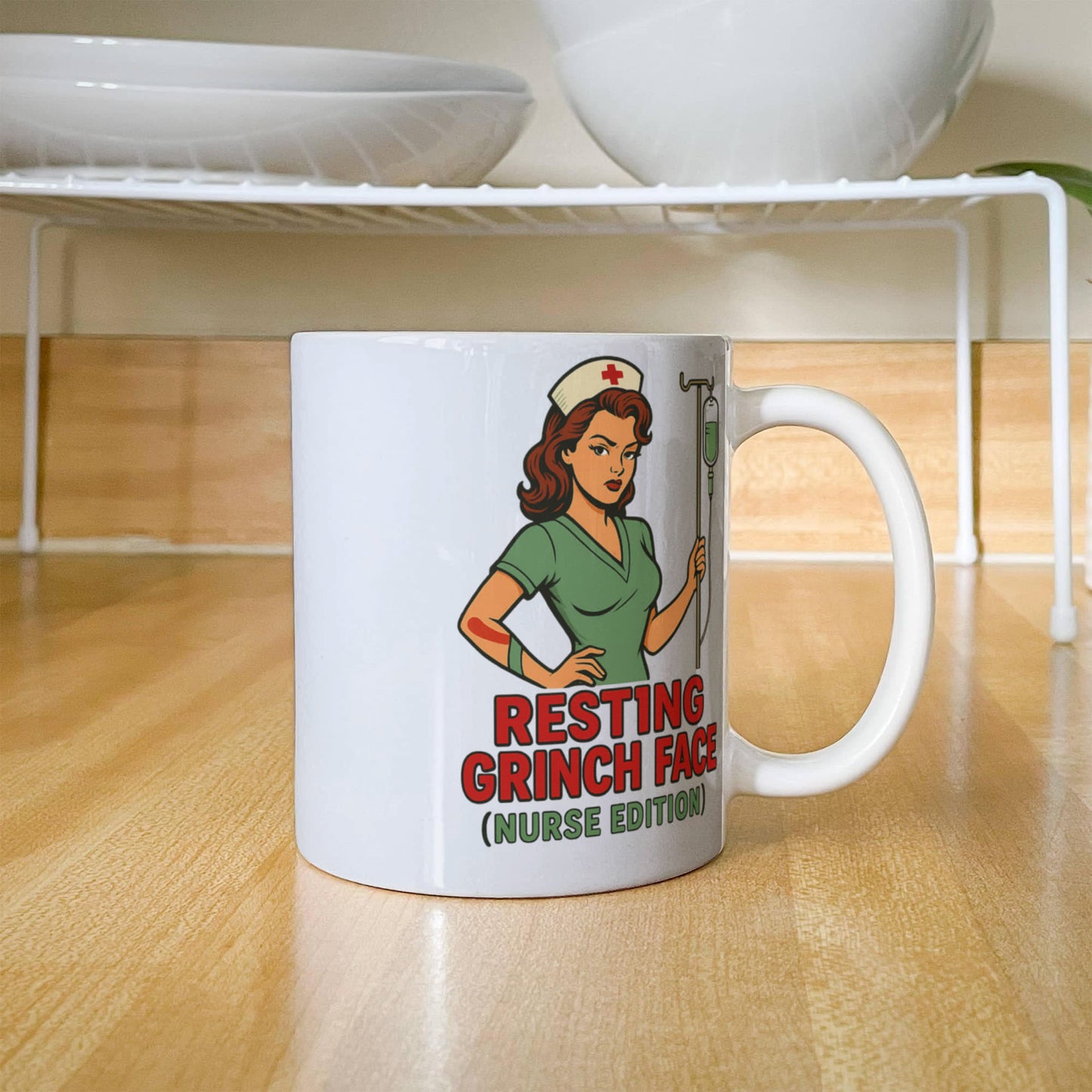 Resting Grinch Face (Nurse Edition) – Funny Nurse Christmas Coffee Mug | Holiday Nurse Gift | 11oz & 15oz Ceramic Cup