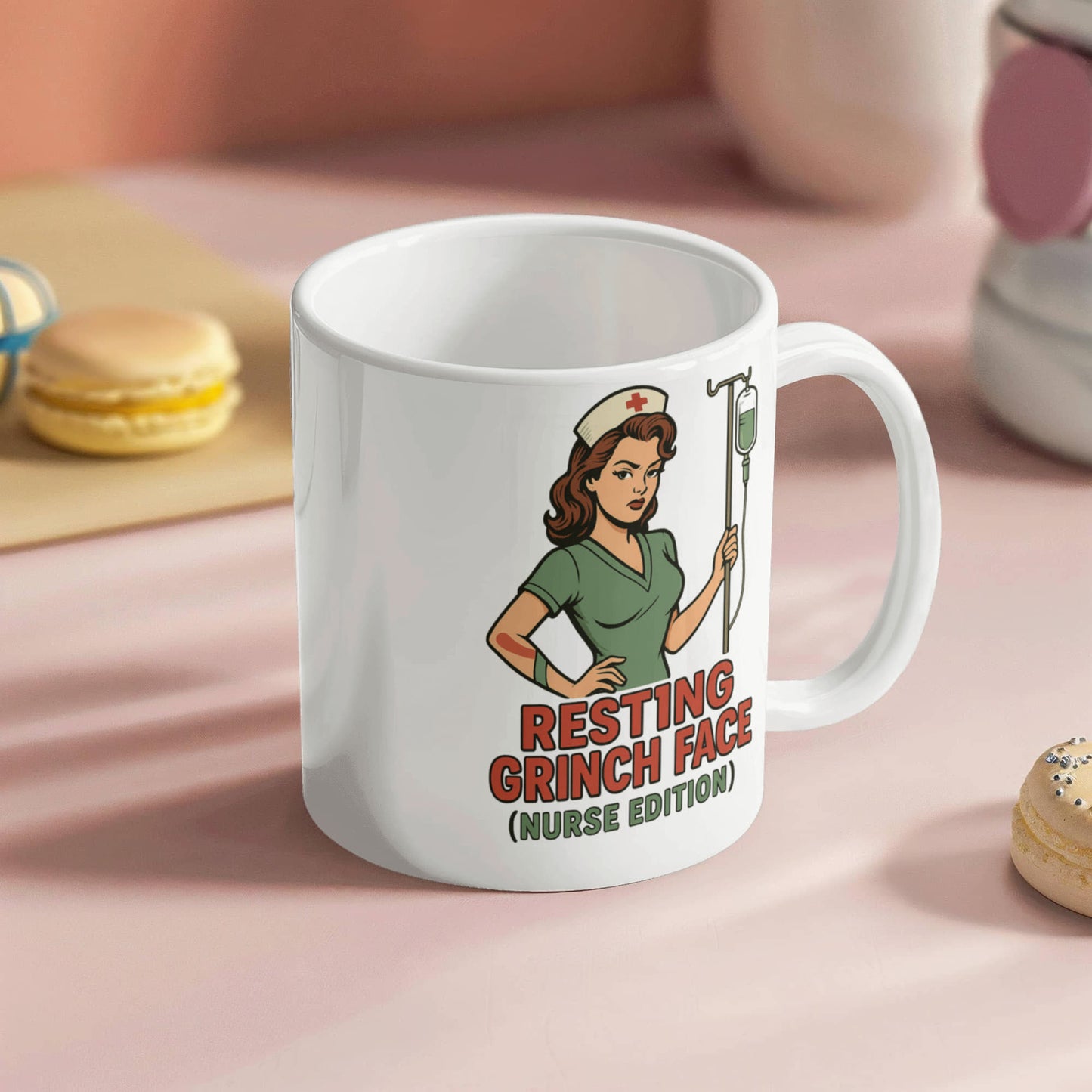 Resting Grinch Face (Nurse Edition) – Funny Nurse Christmas Coffee Mug | Holiday Nurse Gift | 11oz & 15oz Ceramic Cup