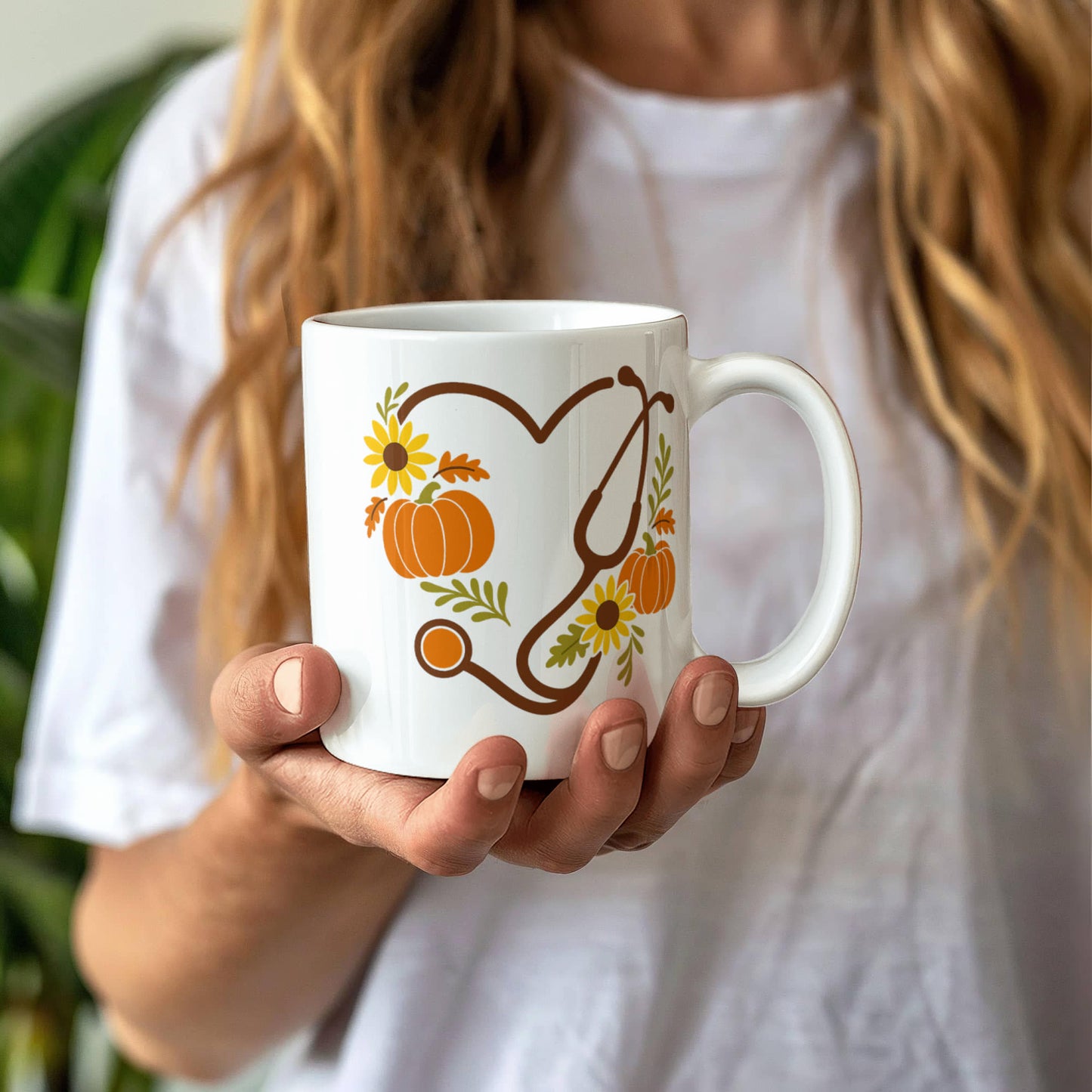 Thankful Nurse Fall Mug – Autumn Pumpkin & Sunflower Coffee Cup | Nurse Appreciation Gift, Healthcare Worker Fall Drinkware