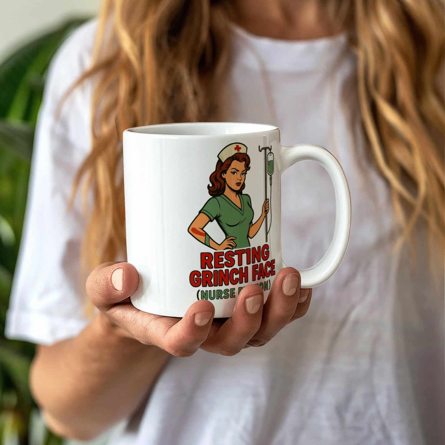 Resting Grinch Face (Nurse Edition) – Funny Nurse Christmas Coffee Mug | Holiday Nurse Gift | 11oz & 15oz Ceramic Cup