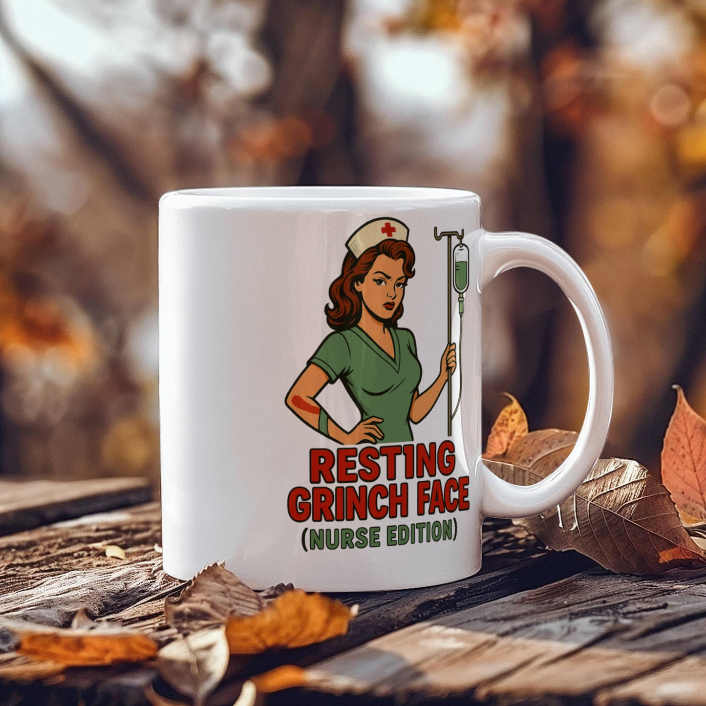 Resting Grinch Face (Nurse Edition) – Funny Nurse Christmas Coffee Mug | Holiday Nurse Gift | 11oz & 15oz Ceramic Cup
