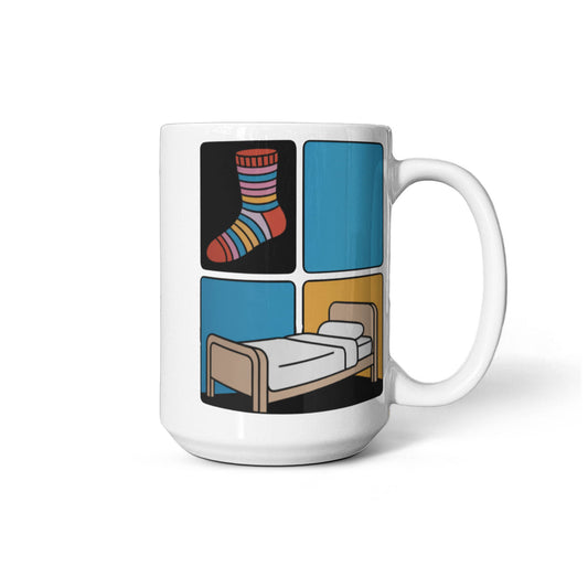 Funny Nurse Mug | Sock Blue Bed BIMS Test Joke | 15oz Ceramic Mug for Healthcare Workers & Nursing Students