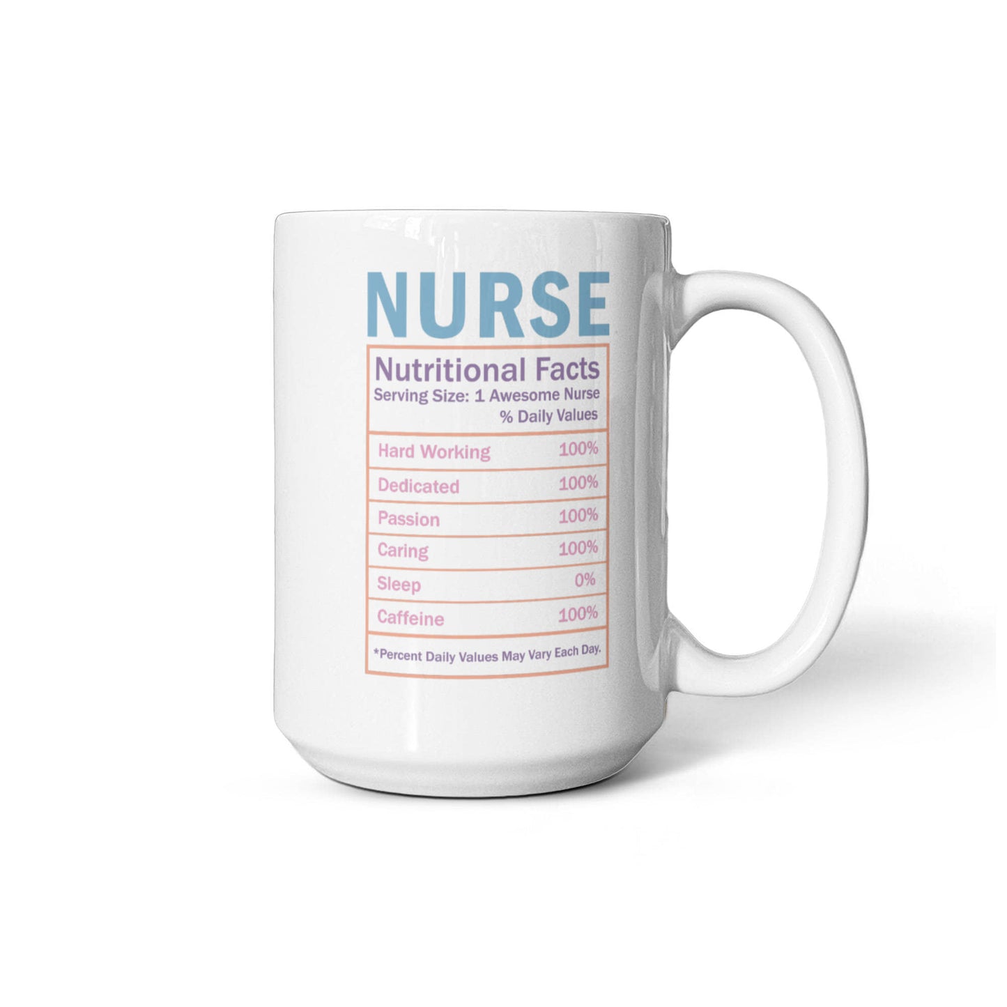 Nurse Nutritional Facts Mug – Funny Gift for Nurses, RN, LPN, or Nursing Students