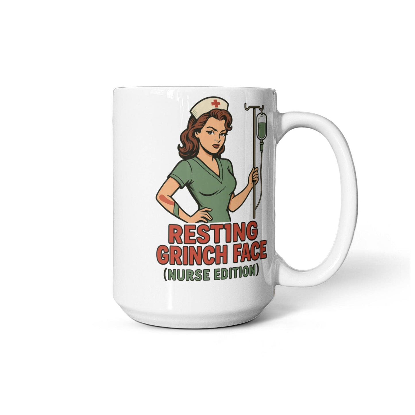 Resting Grinch Face (Nurse Edition) – Funny Nurse Christmas Coffee Mug | Holiday Nurse Gift | 11oz & 15oz Ceramic Cup