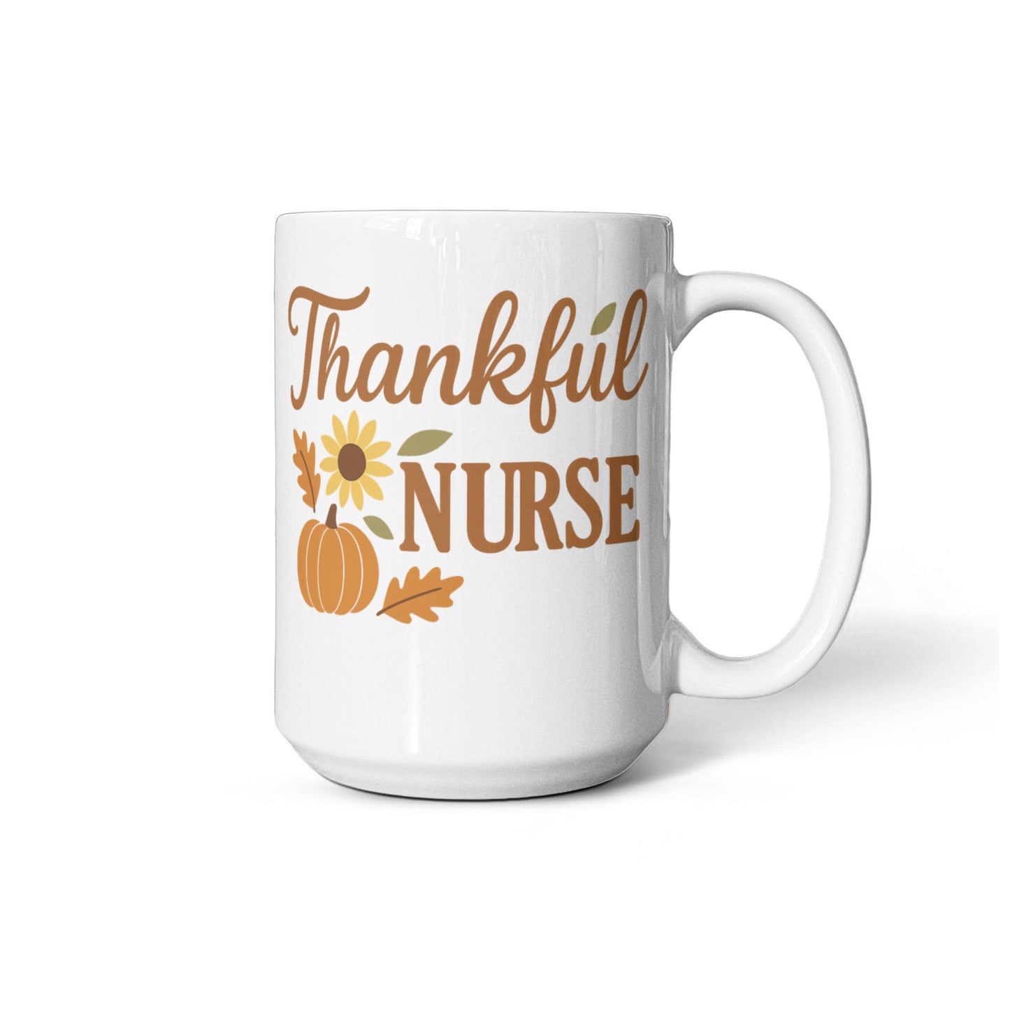 Thankful Nurse Fall Mug – Autumn Pumpkin & Sunflower Coffee Cup | Nurse Appreciation Gift, Healthcare Worker Fall Drinkware