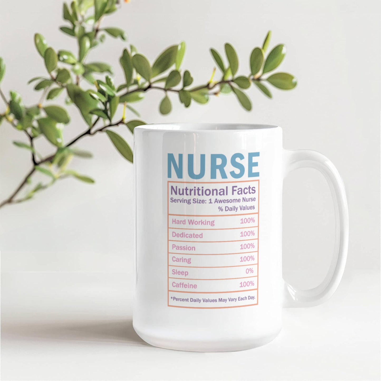 Nurse Nutritional Facts Mug – Funny Gift for Nurses, RN, LPN, or Nursing Students
