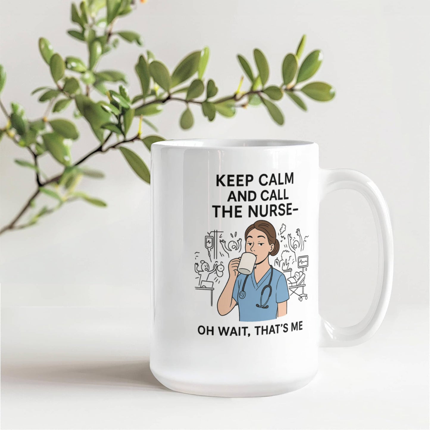 Keep Calm and Call the Nurse – Funny Nurse Coffee Mug | Nursing Humor Gift | 11oz & 15oz Ceramic Cup