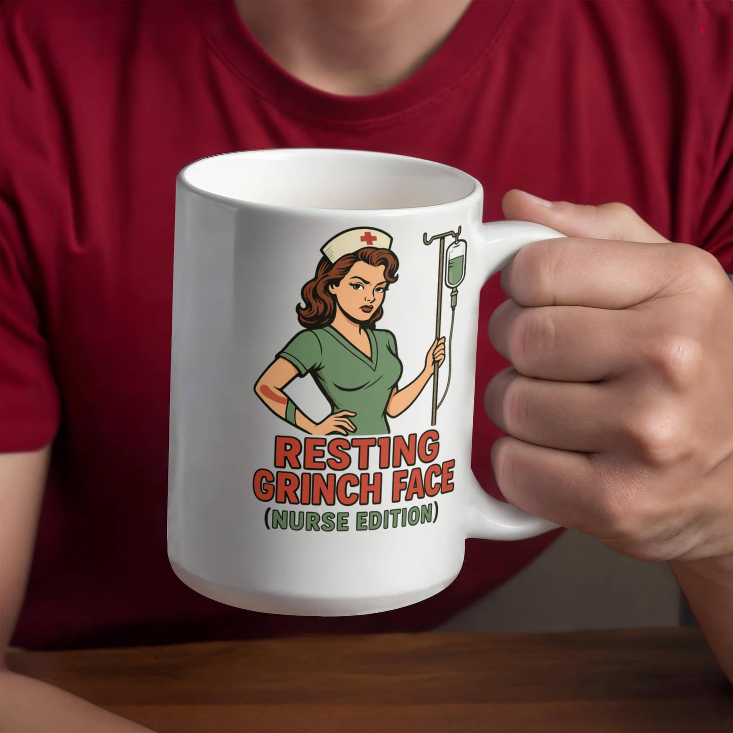 Resting Grinch Face (Nurse Edition) – Funny Nurse Christmas Coffee Mug | Holiday Nurse Gift | 11oz & 15oz Ceramic Cup