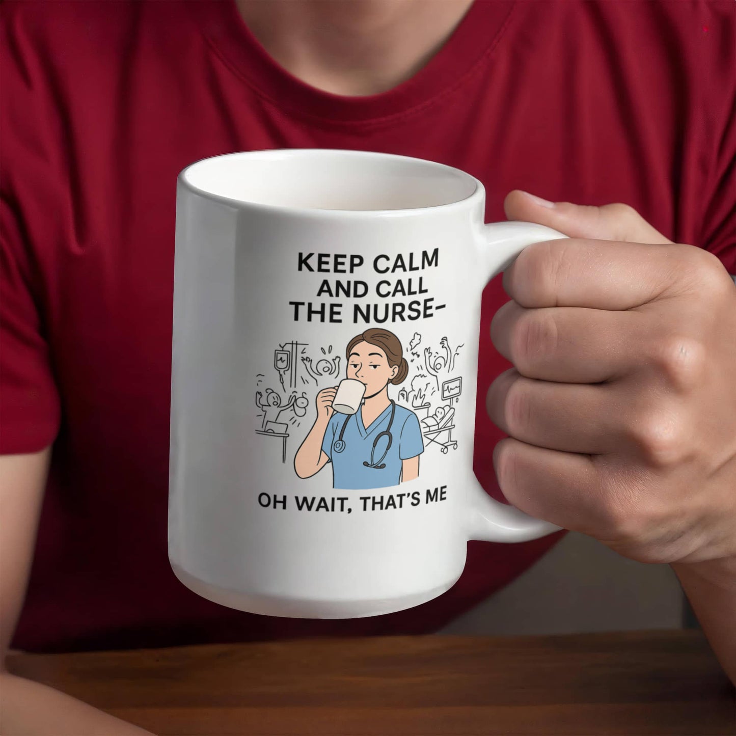 Keep Calm and Call the Nurse – Funny Nurse Coffee Mug | Nursing Humor Gift | 11oz & 15oz Ceramic Cup