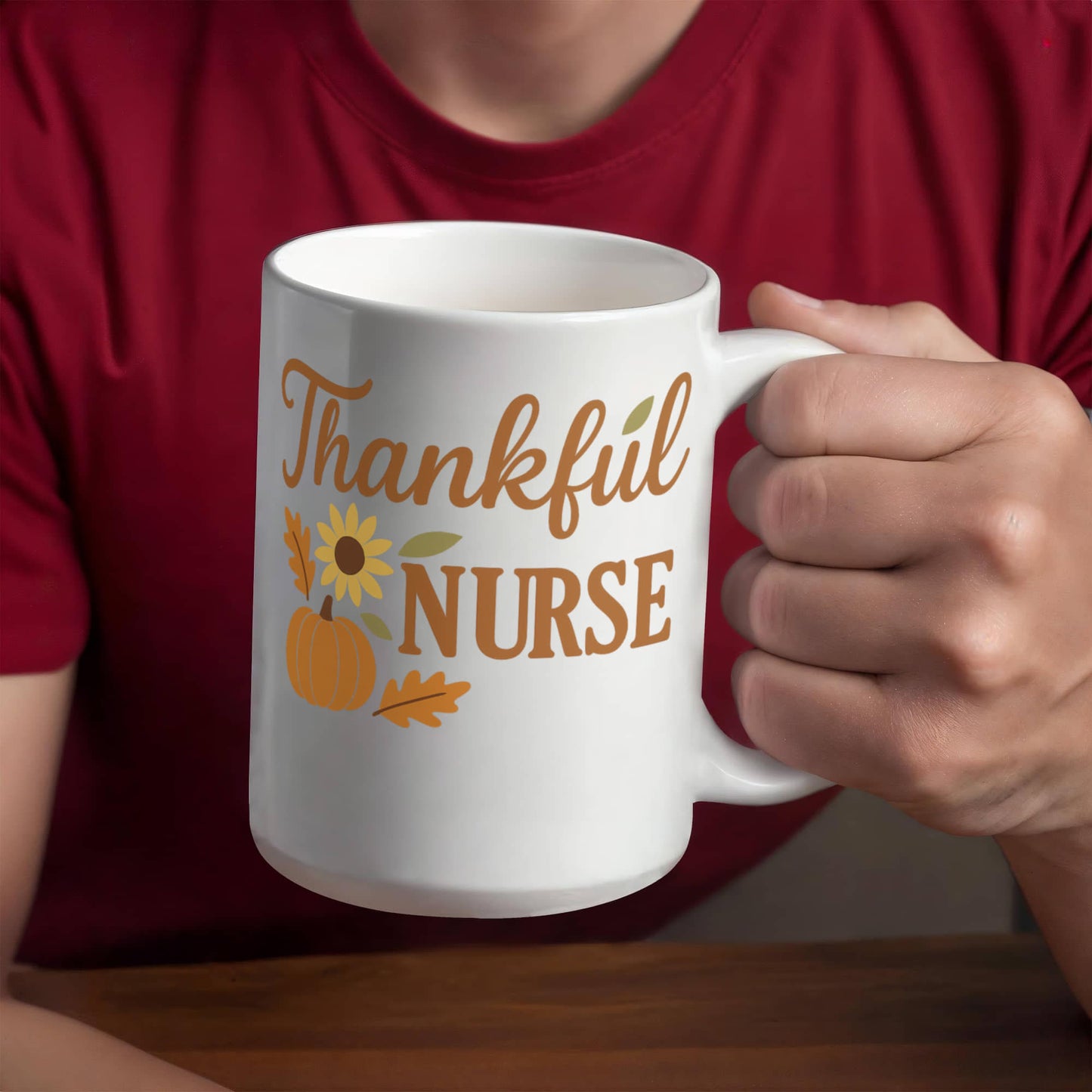 Thankful Nurse Fall Mug – Autumn Pumpkin & Sunflower Coffee Cup | Nurse Appreciation Gift, Healthcare Worker Fall Drinkware