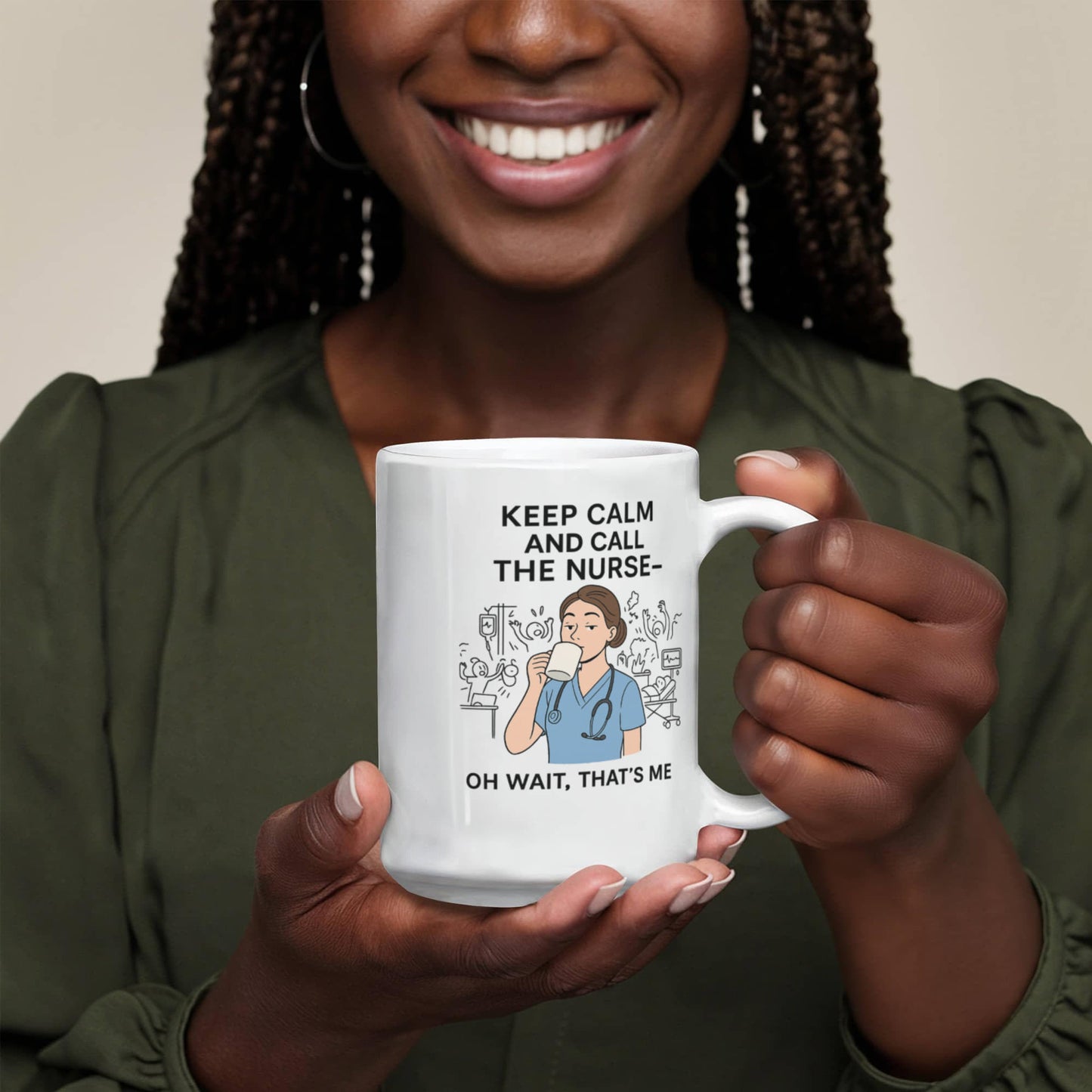 Keep Calm and Call the Nurse – Funny Nurse Coffee Mug | Nursing Humor Gift | 11oz & 15oz Ceramic Cup