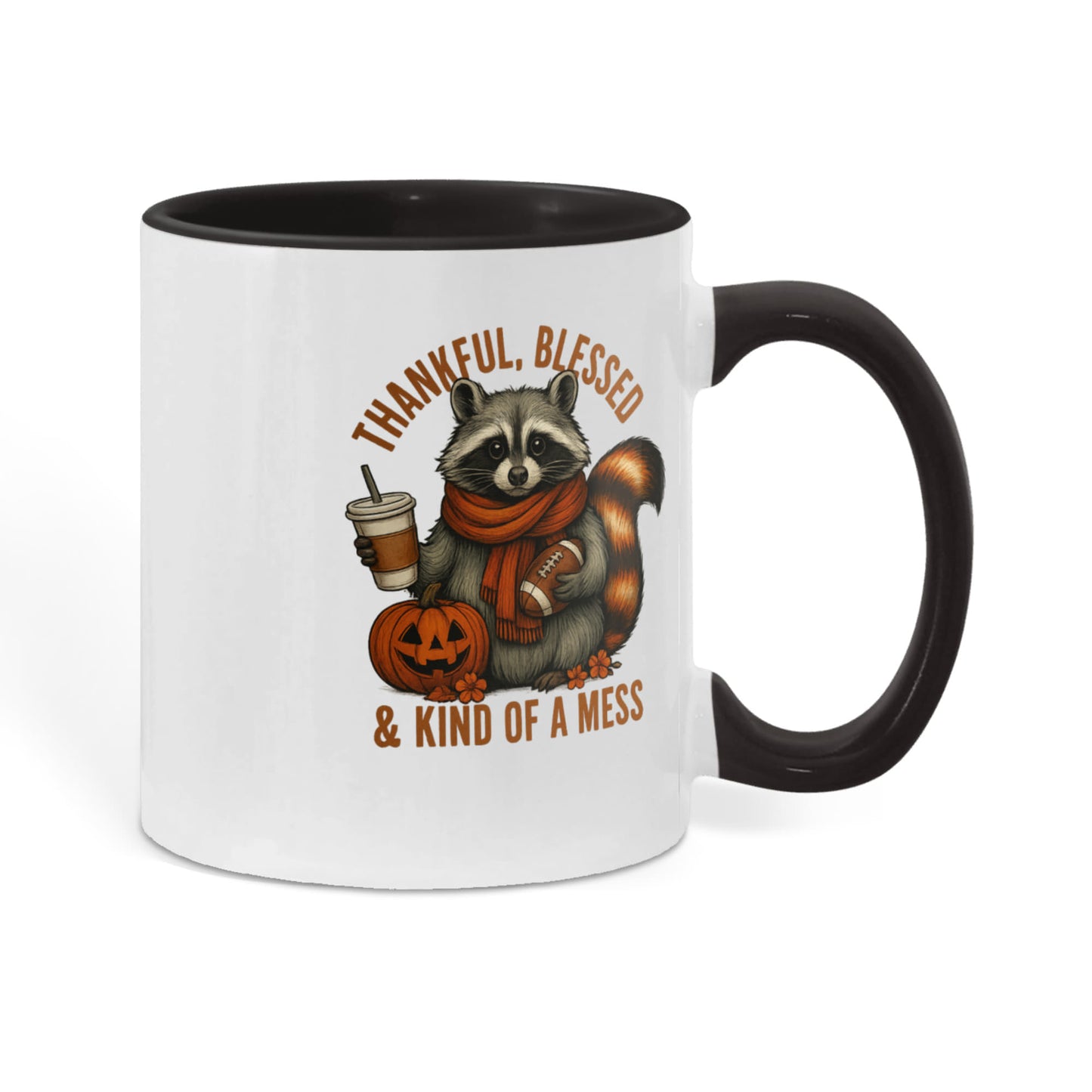 Thankful Blessed & Kind of a Mess Raccoon Fall Mug | Cute Autumn Coffee Cup | Cozy Thanksgiving Gift Idea