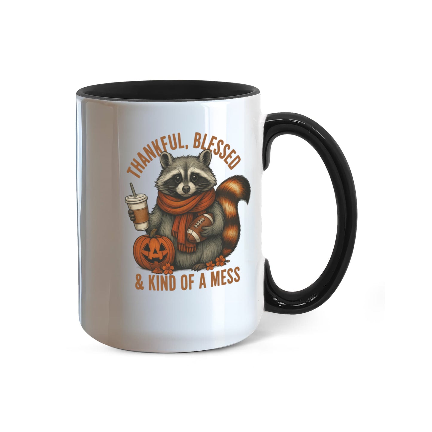 Thankful Blessed & Kind of a Mess Raccoon Fall Mug | Cute Autumn Coffee Cup | Cozy Thanksgiving Gift Idea