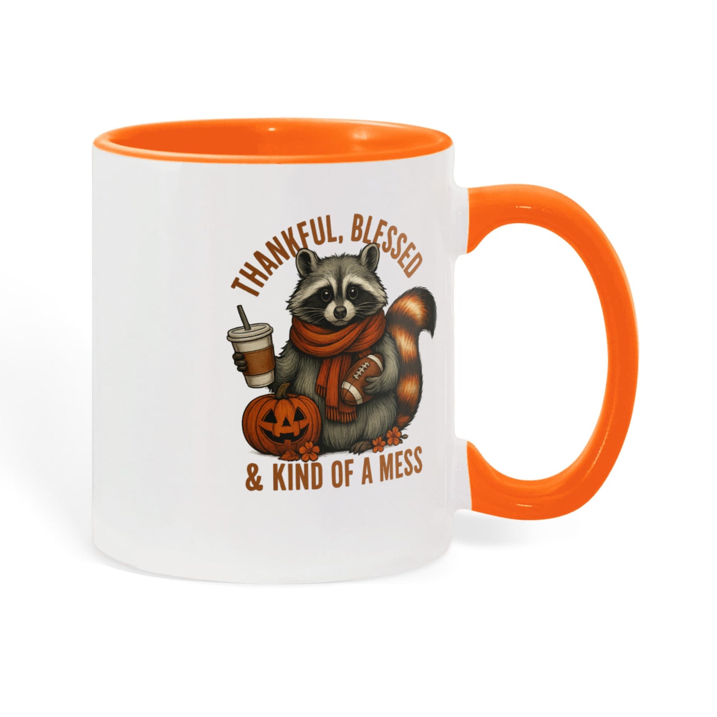 Thankful Blessed & Kind of a Mess Raccoon Fall Mug | Cute Autumn Coffee Cup | Cozy Thanksgiving Gift Idea