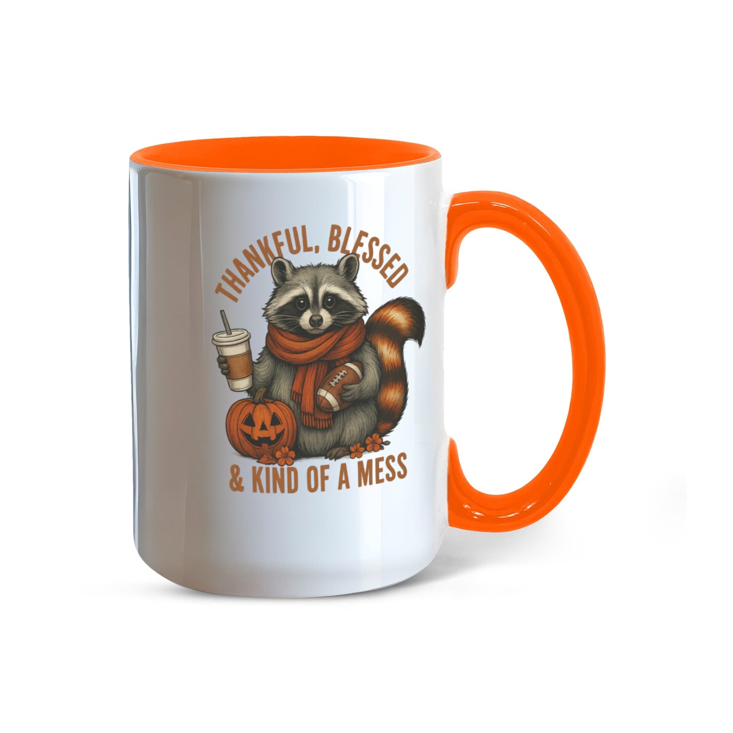 Thankful Blessed & Kind of a Mess Raccoon Fall Mug | Cute Autumn Coffee Cup | Cozy Thanksgiving Gift Idea